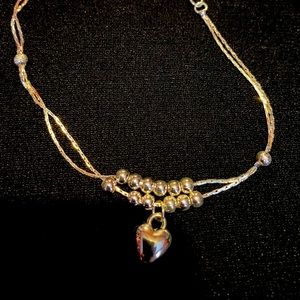 925 silver ankle bracelet heart